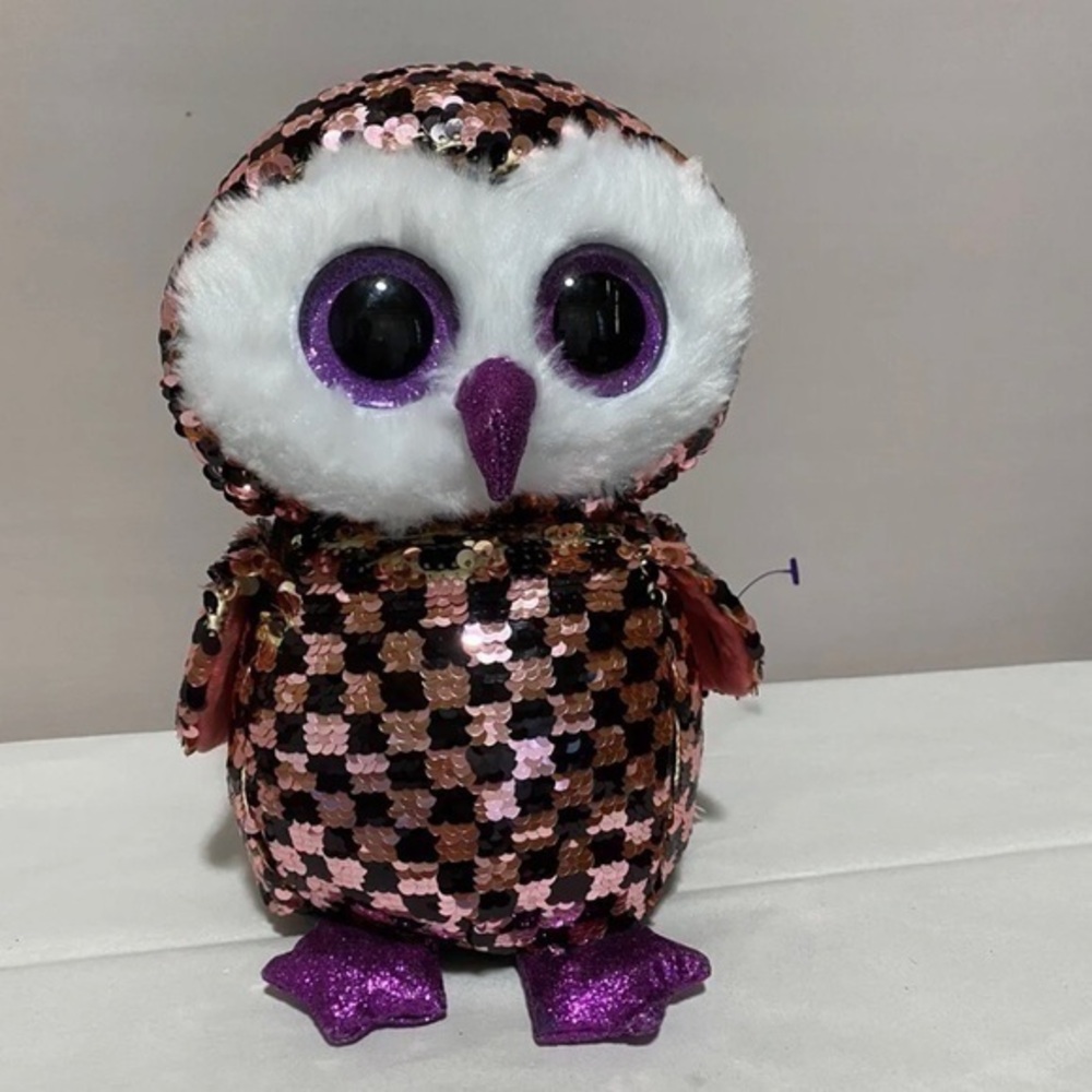 sequin color changing owl plush